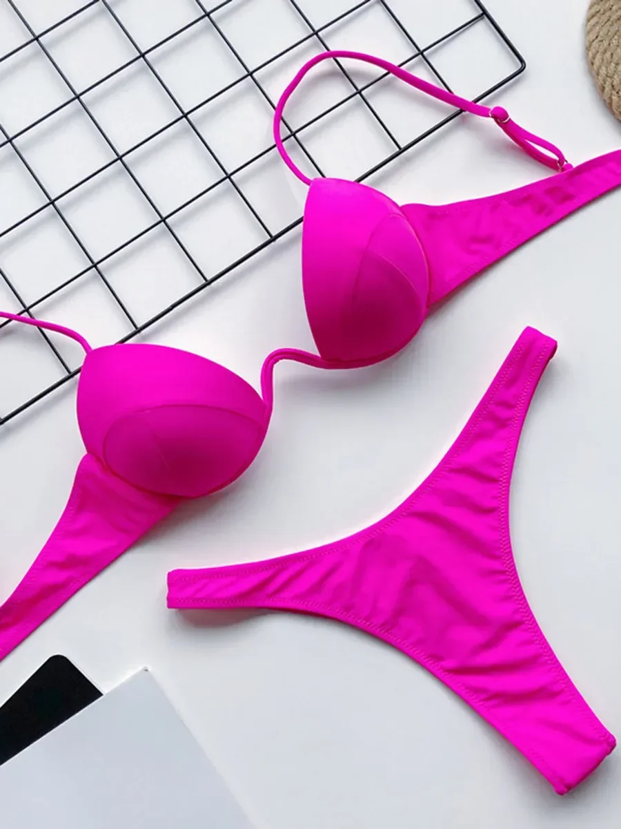 Underwire Bra Padded - Sexy V-Bar Bügel-BH Cup Tanga Bikini