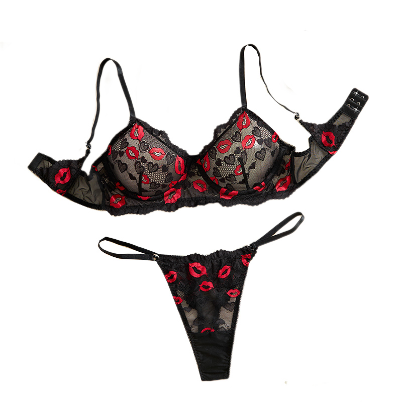 Lace Bralette Set - Transparente Spitzenunterwäsche Sexy Lingerie-Set Damen Verführerisches